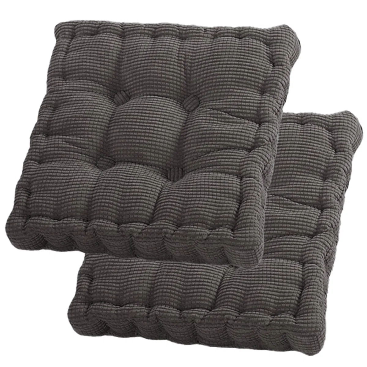 Set di 2 cuscini da pavimento, 40 x 40 cm, imbottitura in cotone, spessi, per yoga, per interni ed esterni, colore grigio scuro