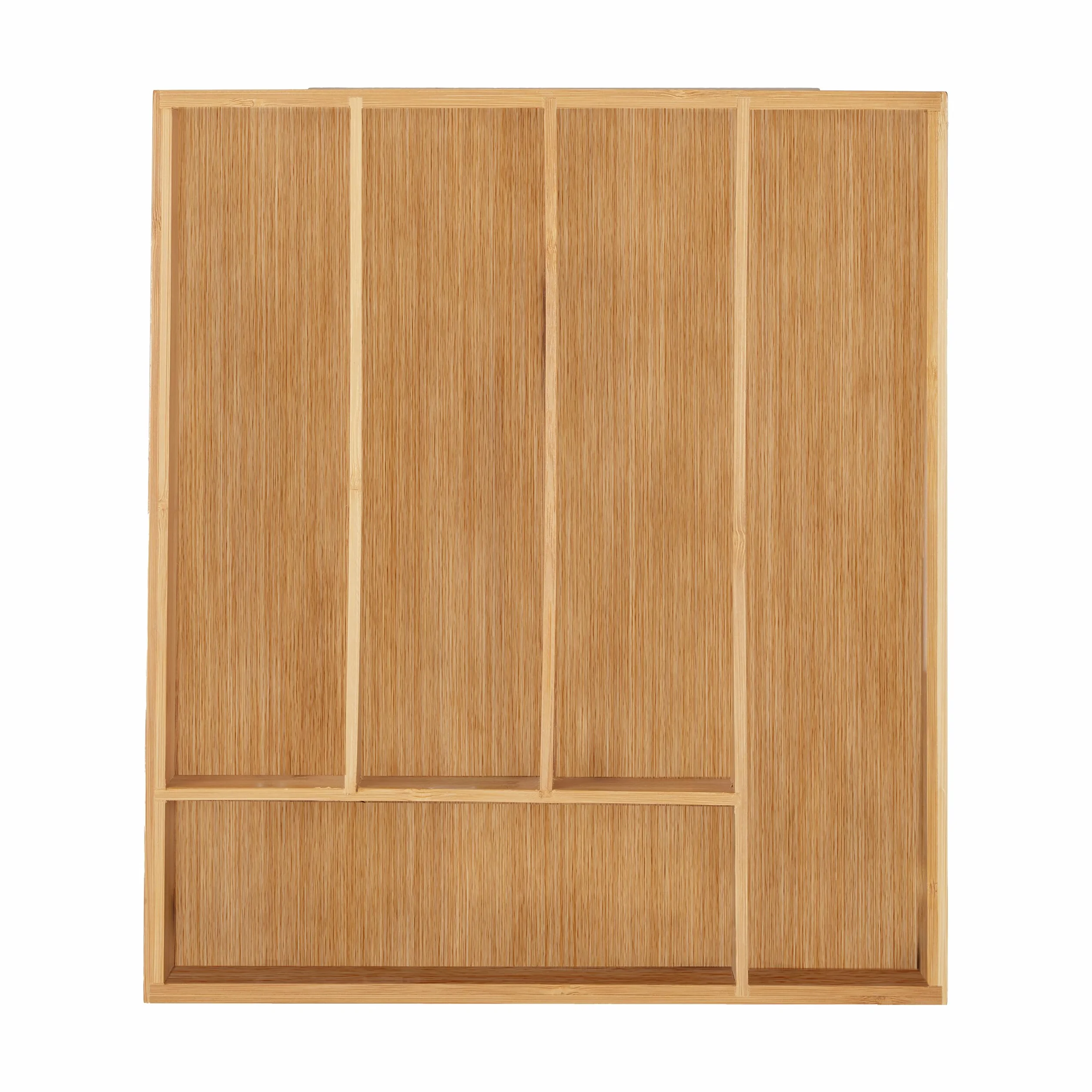 Relaxdays Portaposate da Cassetto in bambù, 5 Scomparti, Divisore Posate & Utensili da Cucina, 5 x 30 x 34 cm, Naturale