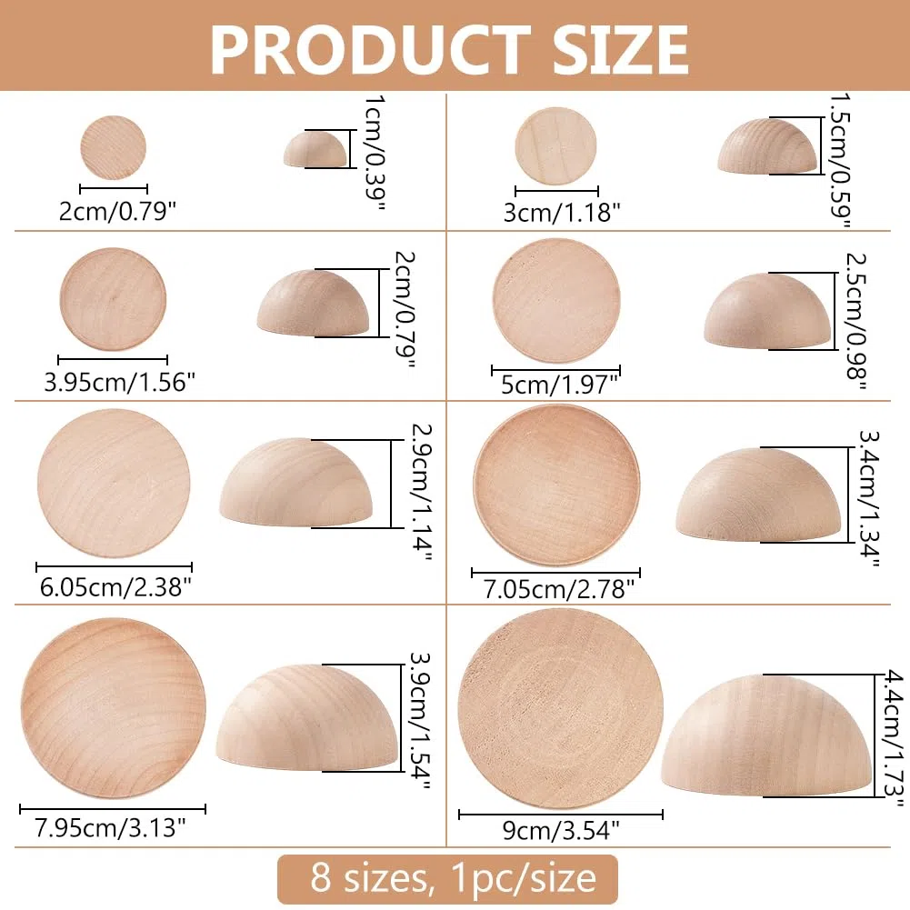 BENECREAT 8 set Di Strumenti di Ceramica Mezzo Rotondo di 8 dimensioni Strumento di Stampa per Piastra di Ceramica in Legno e Ceramica per la Fabbricazione di Ciotole e Piatti in Ceramica