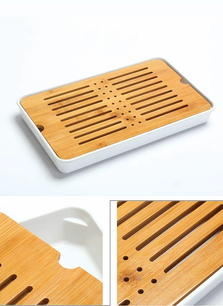 fanquare Portatile Set da tè Kung Fu, Servizio da tè Cinese Fatto a Mano, Teiera in Porcellana, Tazze da tè, Vassoio da tè in bambù, con Una Bustina da tè da Viaggio, Nero