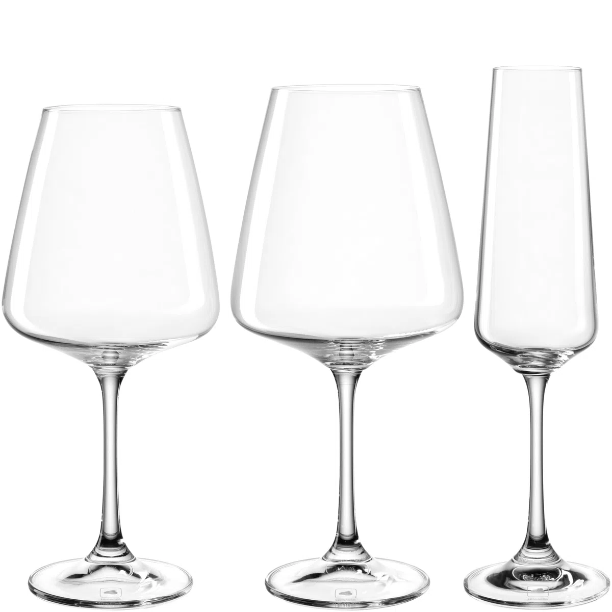 Leonardo Paladino 066313 - Set di 12 bicchieri per vino bianco, vino rosso e spumante, lavabili in lavastoviglie, bicchieri da spumante e vino
