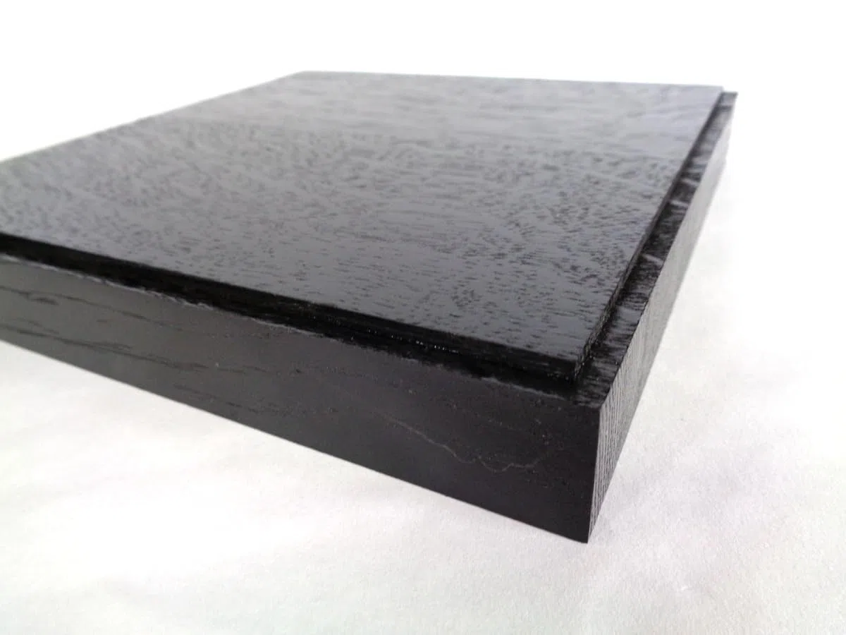 Base per statua, piedistallo, supporto in rovere massiccio 18x18x5 (Nero)