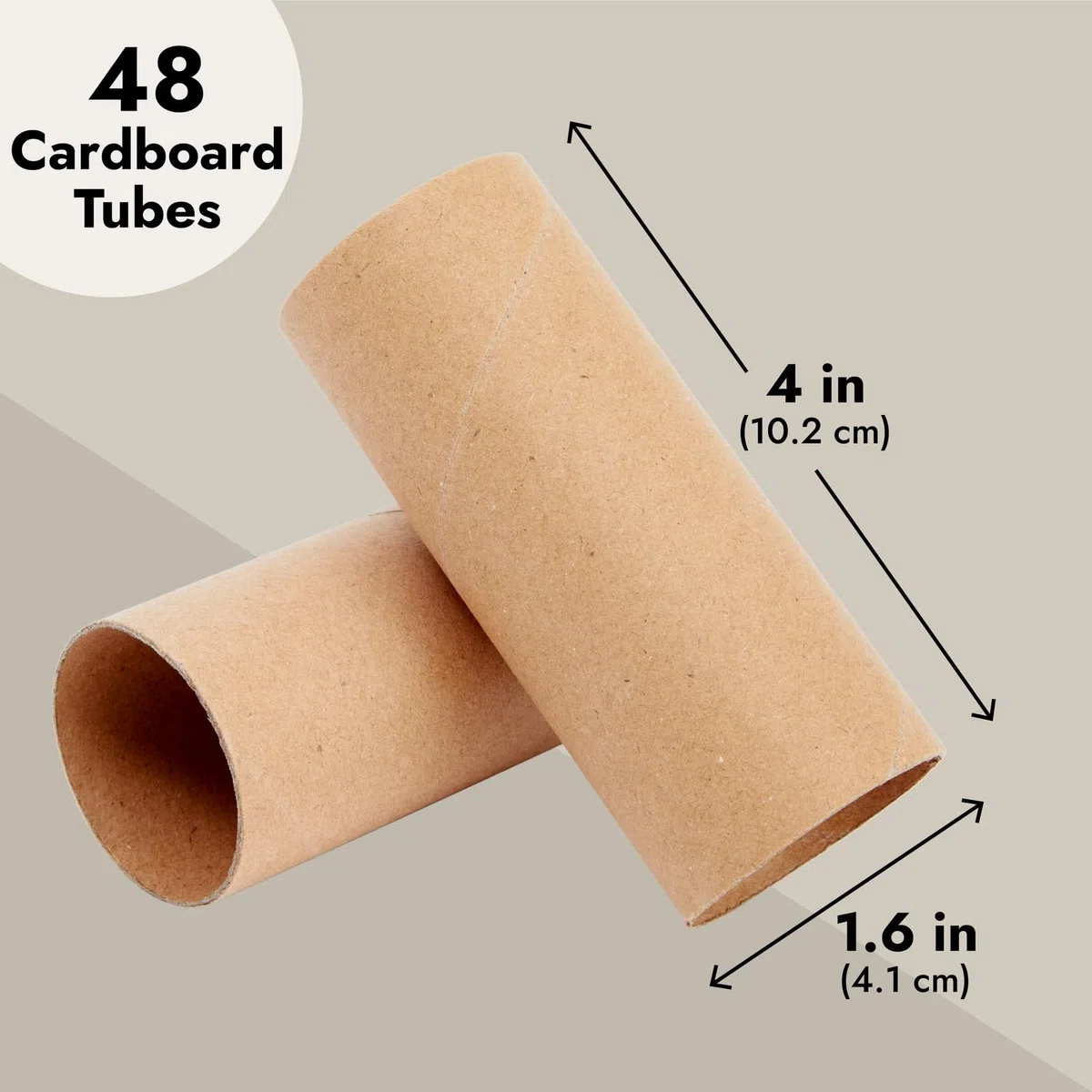 Genie Crafts, Confezione da 48 tubi di carta per bambini, per fai da te e progetti scolastici 48-Pack, 1.6 x 1.6 x 3.95 Inches Marrone