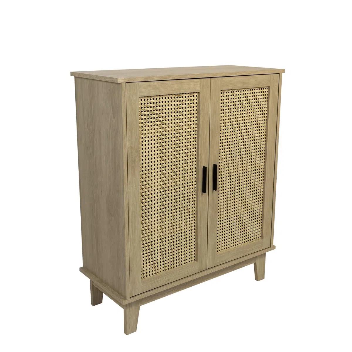 Box and beyond Cassettiera in eucalipto – Porte in canna, naturale, 80 x 34 x 96 cm, FSC 100%