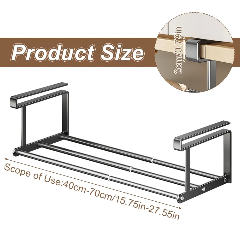 Scarpiera Salvaspazio Slim Appendibile Per Armadio, organizer armadio Estendibile Da 40 cm a 70 cm, Organizzatore-Armadio (Nero)