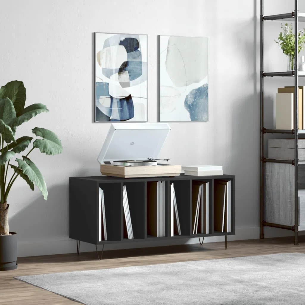 Generico Mobile Porta Dischi Nero 100x38x48 cm in Legno Multistrato,Armadietti e portaoggetti,Scaffali e armadietti per Supporti multimediali-831749