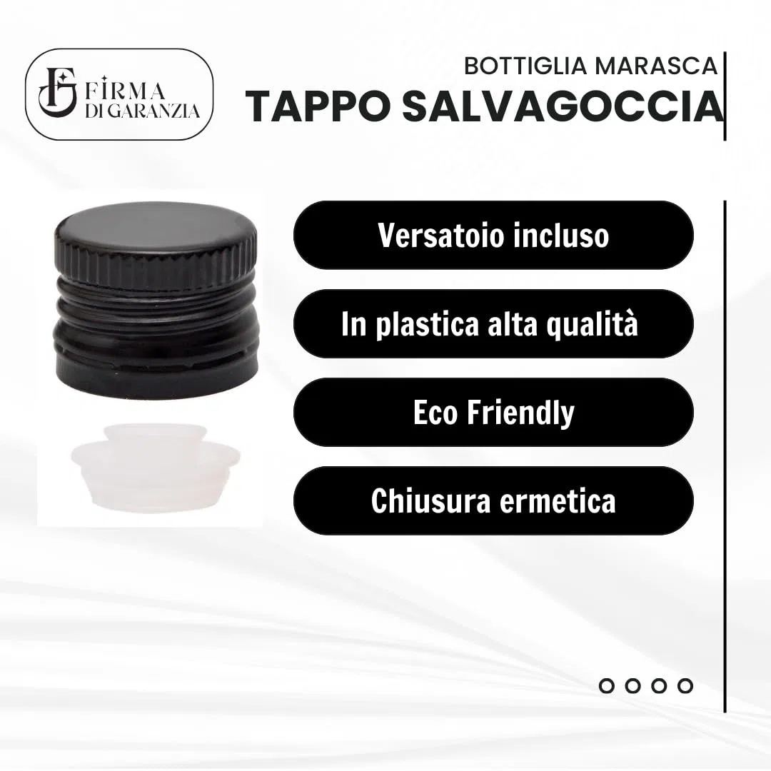 12 Bottiglie Per Olio E Liquore 1000 ml - Marasca Quadre Vuote In Vetro Scuro Uvag con Dosatore Olio Salvagoccia e Tappo Ermetico - Made In Italy - Uso professionale e domestico