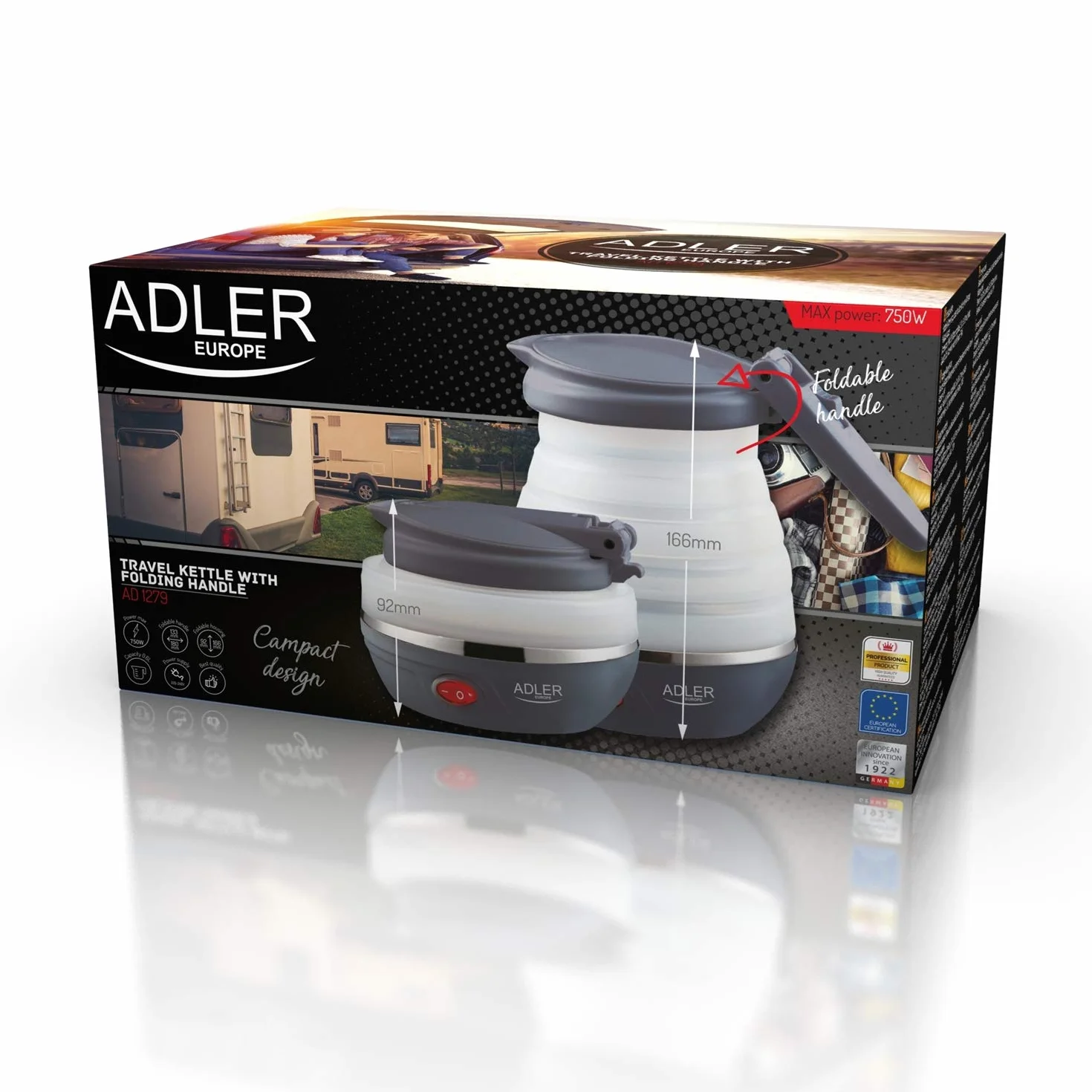ADLER Bollitore in metallo 1,7 l, sistema STRIX, 2200 W, bianco