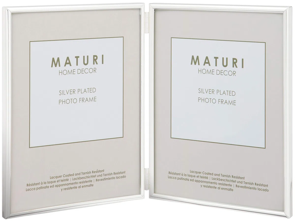Maturi Cornice portafoto doppia placcata in argento - Ritratto con bordo sottile 13 x 18 cm