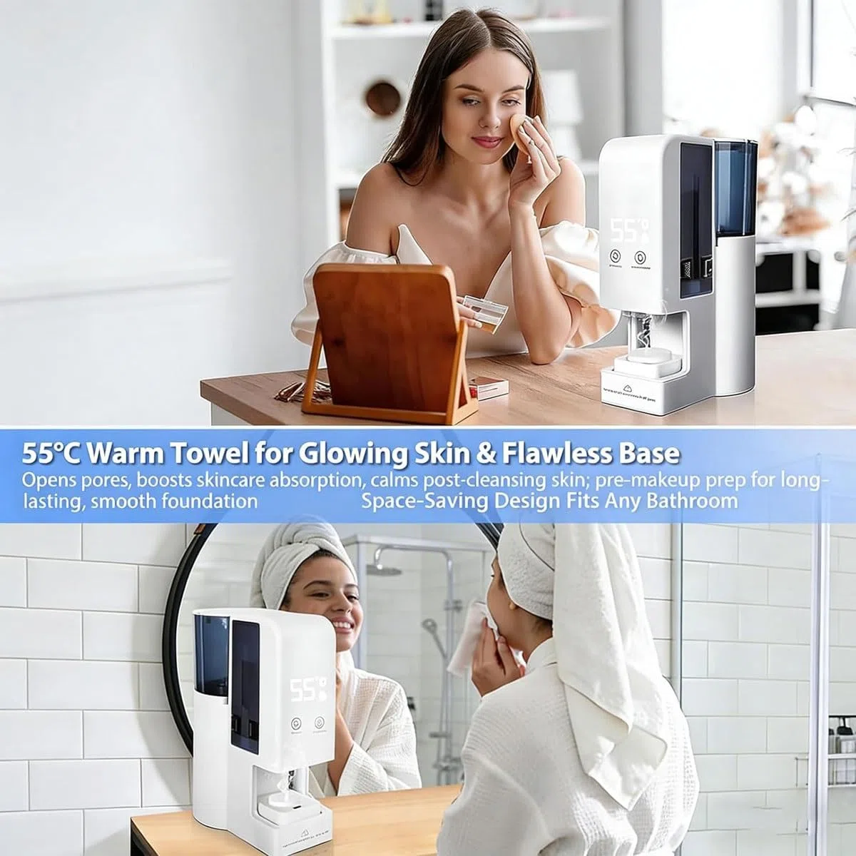 Dispenser Automatico di Asciugamani Caldi con Vapore, Macchina for Il Vapore di Asciugamani for Il Viso con 40 Asciugamani USA e Getta, scaldasalviette USA(40 Towels)