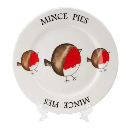 Redwood Fat Robin 20 cm Mince Pie Natale Piatto Bone China Nuovo