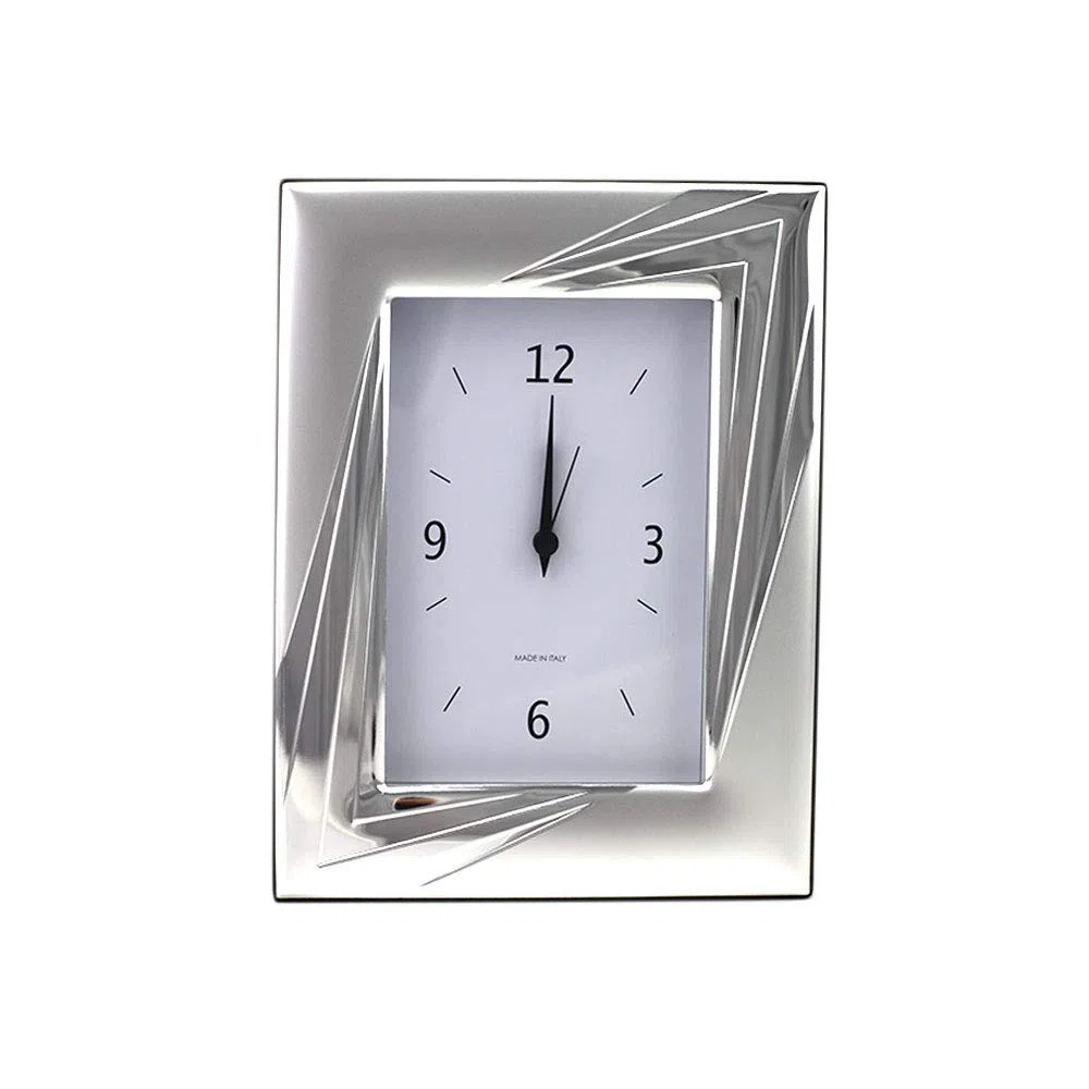 Valenti&Co - Orologio da tavolo sveglia - cornice laminato in argento dimensione 9x13cm COD: 52036 3ORL