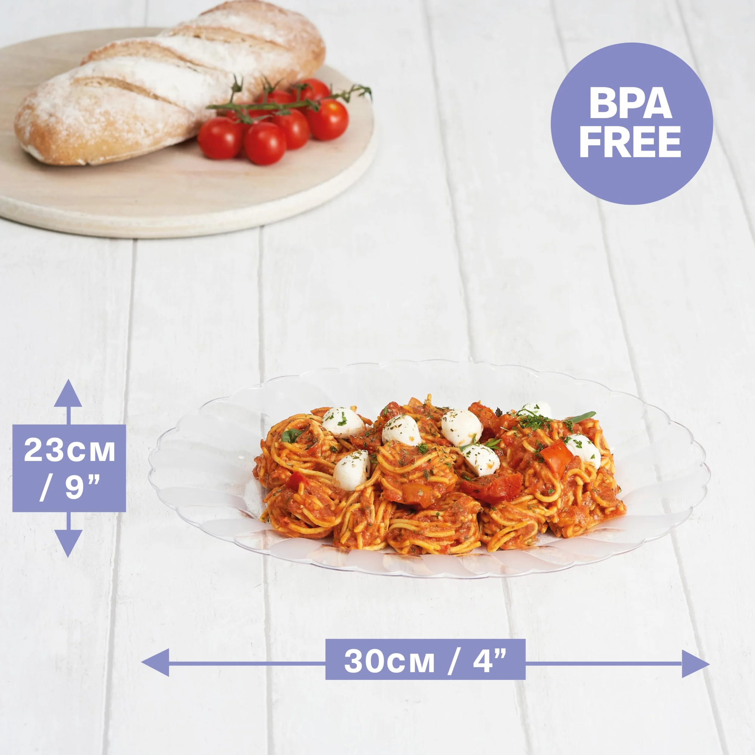 Matana 10 Vassoi da Portata Ovali in Plastica Trasparenti per Finger Food, Aperitivo - 30x23cm - Buffet, Matrimoni, Compleanni, Feste - Resistenti e Riutilizzabili