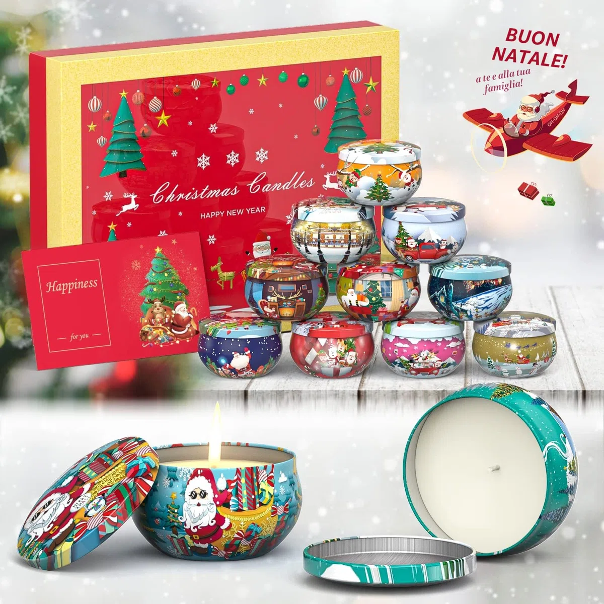 Primevolve 12 Pezzi candele profumate, 100% Cera di Soia Naturale, pensierini natalizi, set regali donna, Adatto per Compleanno Matrimonio Bagno Yoga