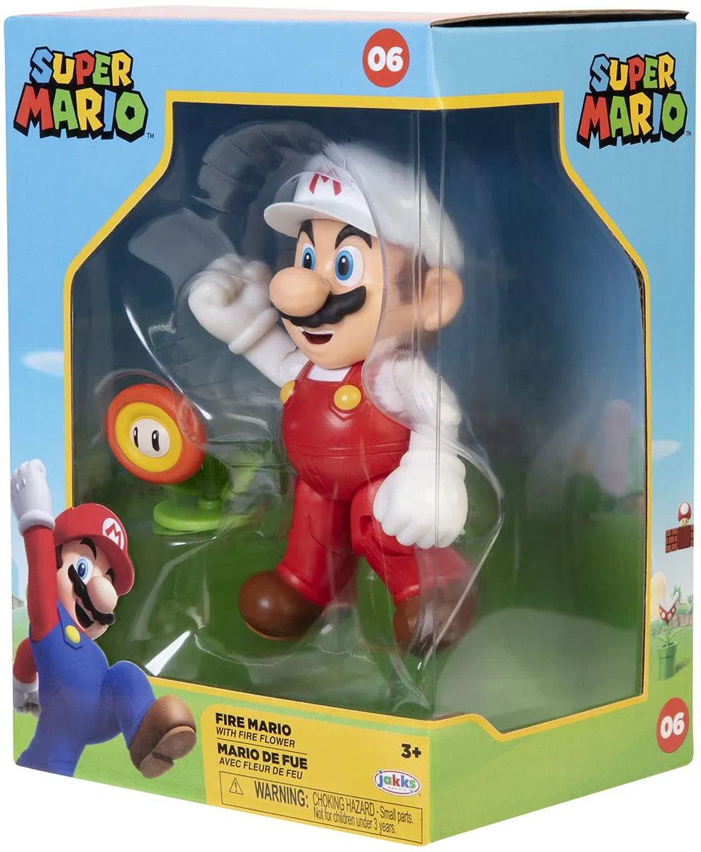 Jakks Pacific HK Ltd FIGURINA col. Mario Fuoco 10CM, Nero, One Size