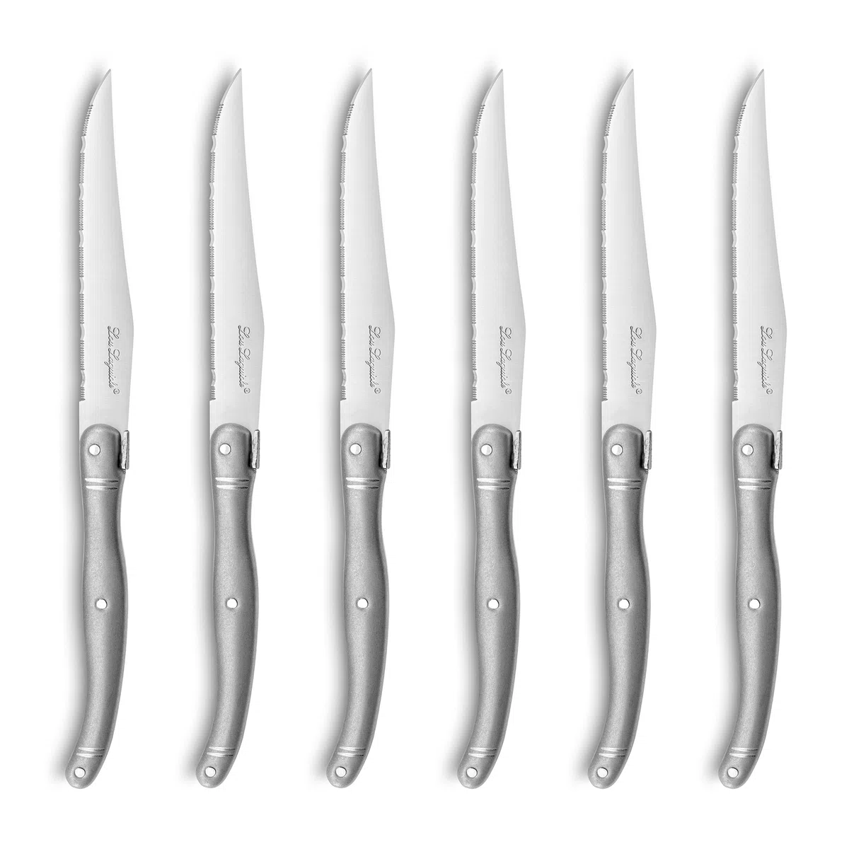 Lou Laguiole - Set di 6 coltelli da bistecca - Tradition - Acciaio 13 C - Finitura Vintage - Vintage Grey