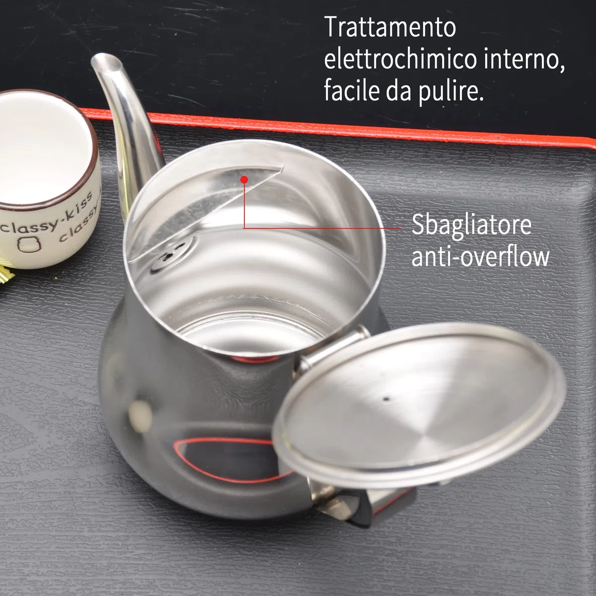 SANQIAHOME Teiera in acciaio inox (argento, 570 ml)