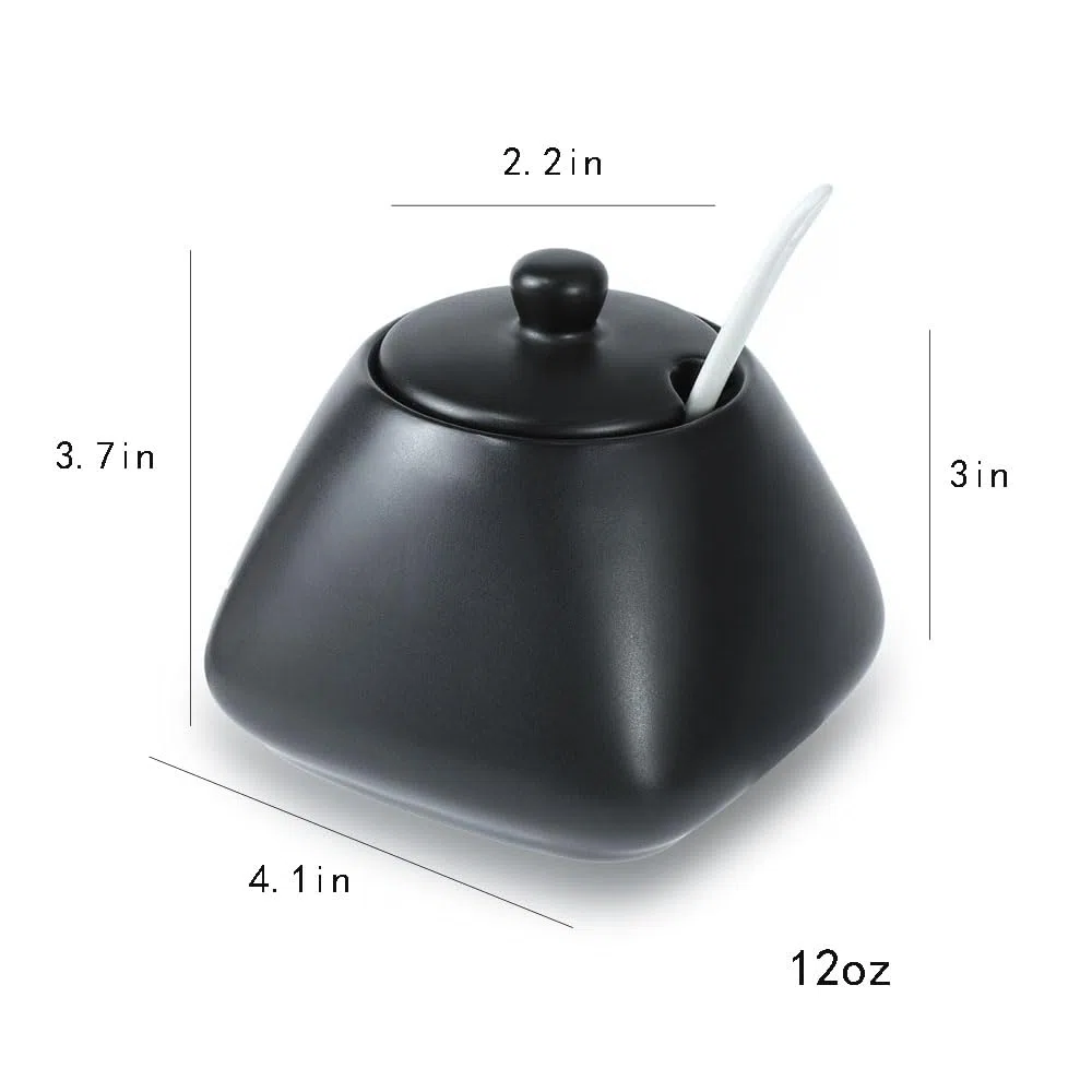 Set da caffè in ceramica semplice, nero, brocca e zuccheriera