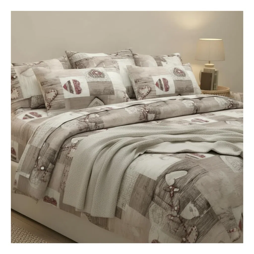 Diadema Completo Lenzuola Matrimoniali in Misto Cotone – Set Letto con Lenzuolo Sopra, Lenzuolo con Angoli e 2 Federe – Fantasia Cuori Shabby Chic Romantica, Morbido e Resistente (Cuori Rossi)