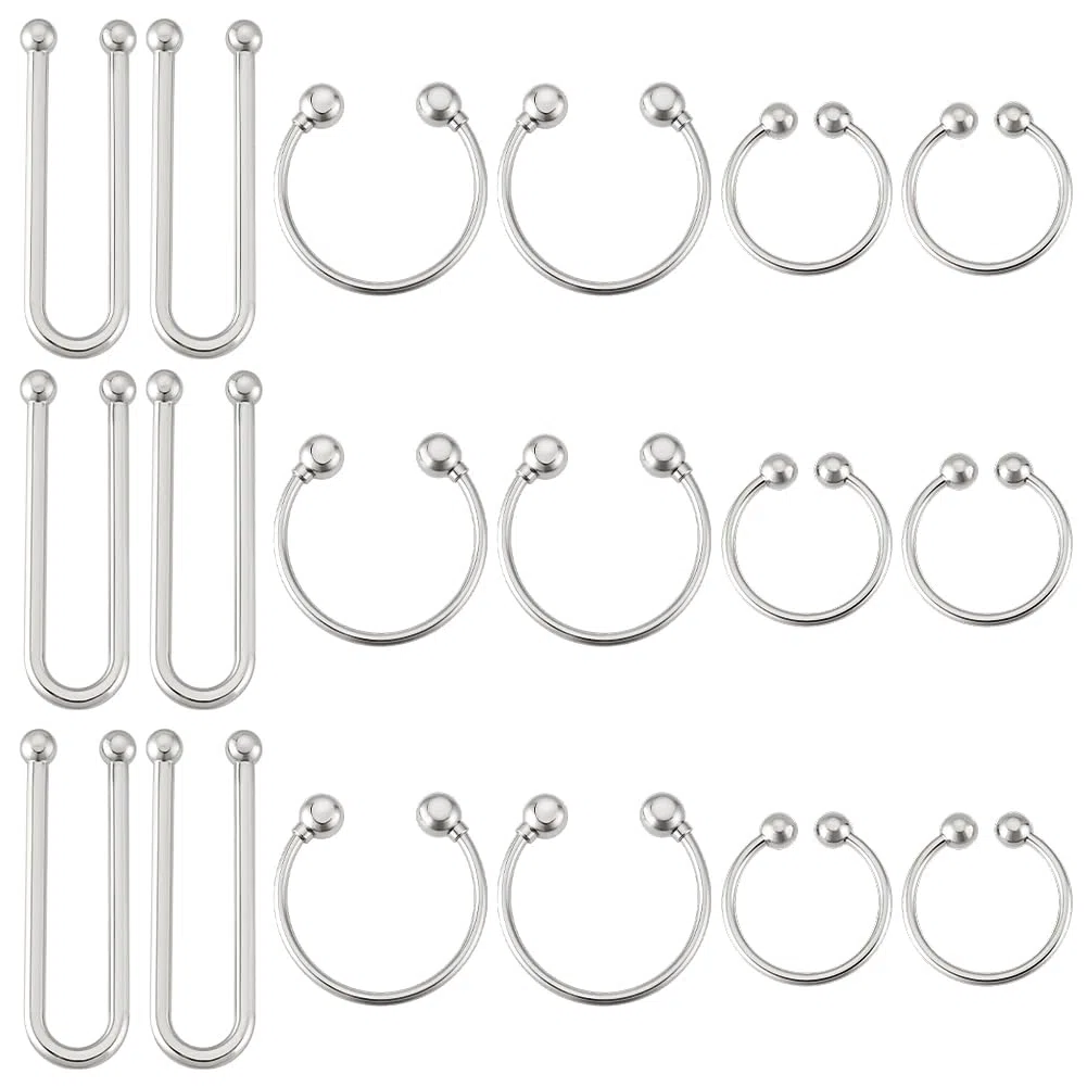 PH PandaHall 18pz Fermagli Bikini a Forma di U Clip per Bikini in Lega, 3 Misure Chiusura a Gancio Frontale per Reggiseno per Cucire Lingerie e Costumi da Bagno, Platino
