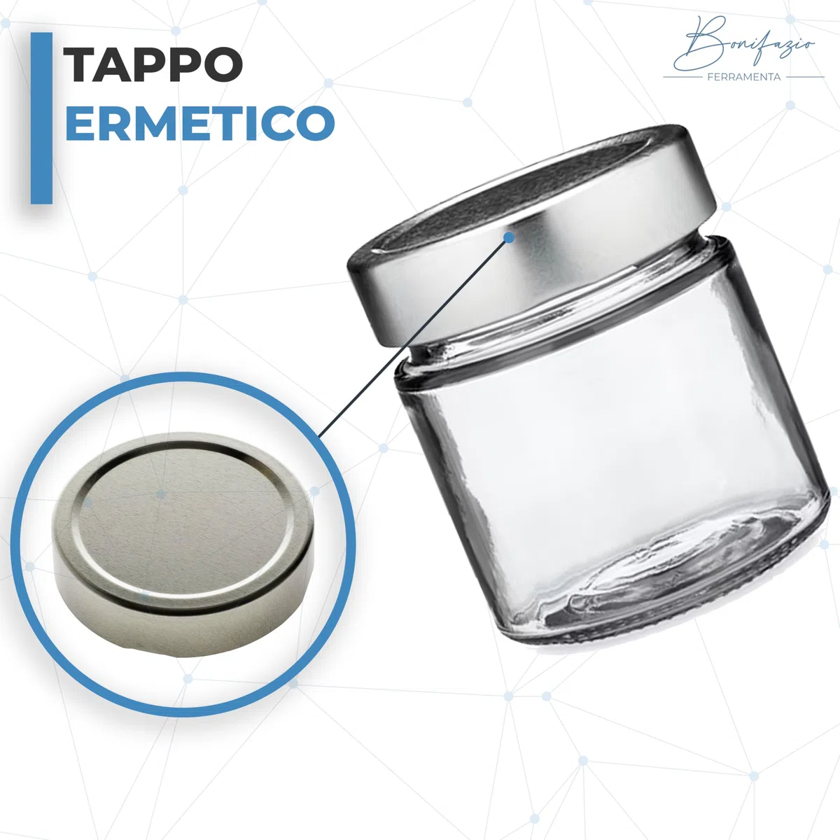 Vasetto in Vetro da 212 ml Rotondo in Confezione da 20 pezzi (212ml - 20 Pezzi) Vuoto con Tappo Alto Argento per Conserve, Marmellate, Miele, Salse, Arredo e Oggettistica, Regalo