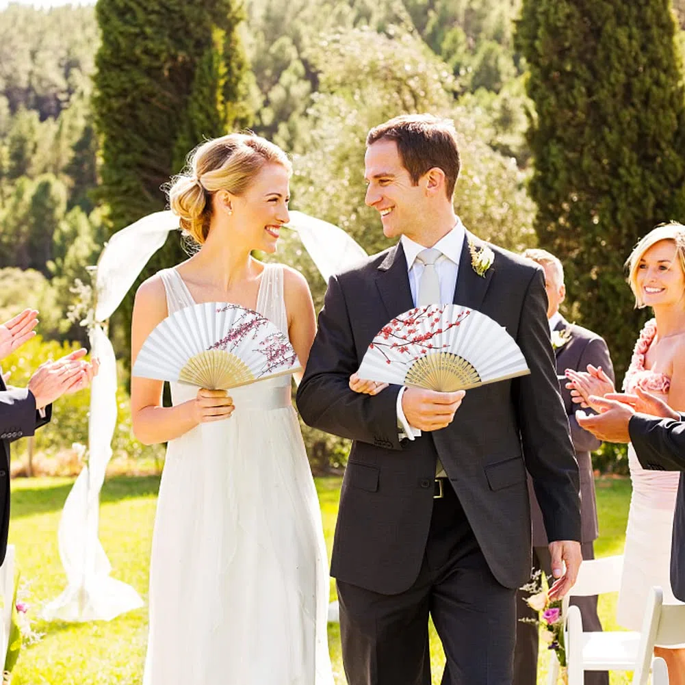 50 Pezzi Ventagli Pieghevoli Ventagli Matrimonio Ventaglio Pieghevole Bianchi,Ventaglio Matrimonio per Regali Gli Invitati Bomboniera Nascita Regalo Ospiti Baby Shower Matrimonio | Éventails en bambou raffinés