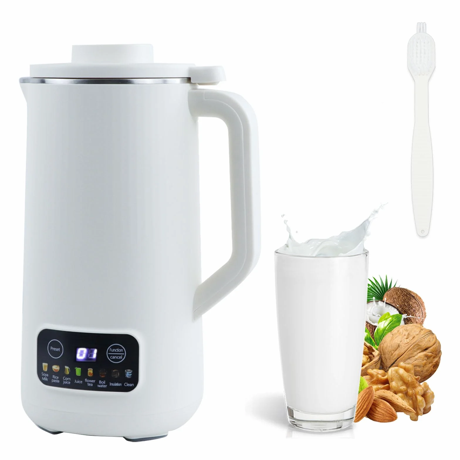 Macchina Latte di Soia, Macchina per Latte di Noci Macchina per Latte di Soia Multifunzionale Latte Vegetale Macchina 304 Acciaio Inossidabile con Pulizia Automatica, per Zuppe, Latte di Soia