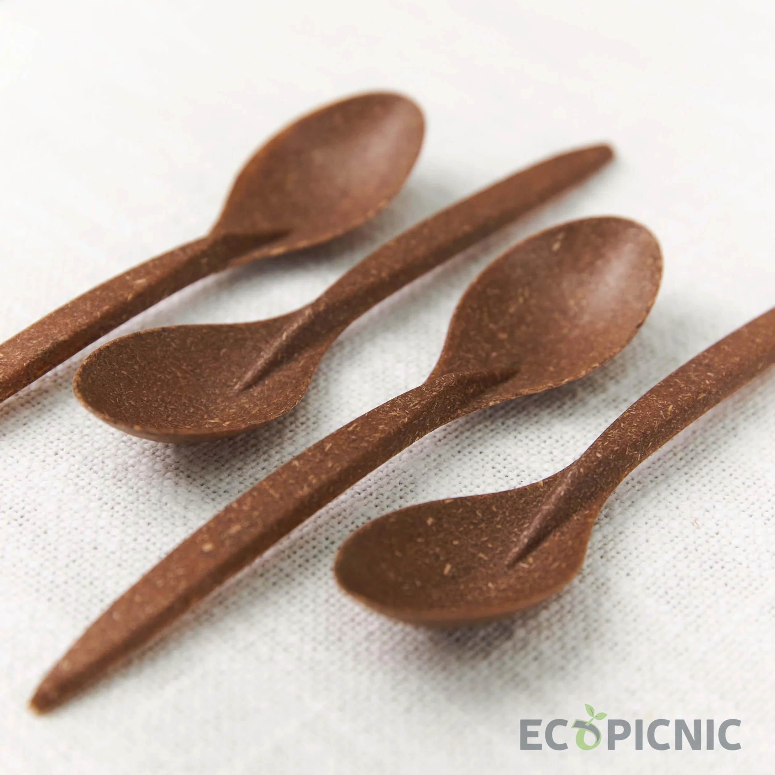 Cucchiai Monouso in WPC, Color Legno Scuro - Confezione da 100 Pezzi | Posate Biodegradabili per Finger Food, Dessert, Compleanni ed Eventi
