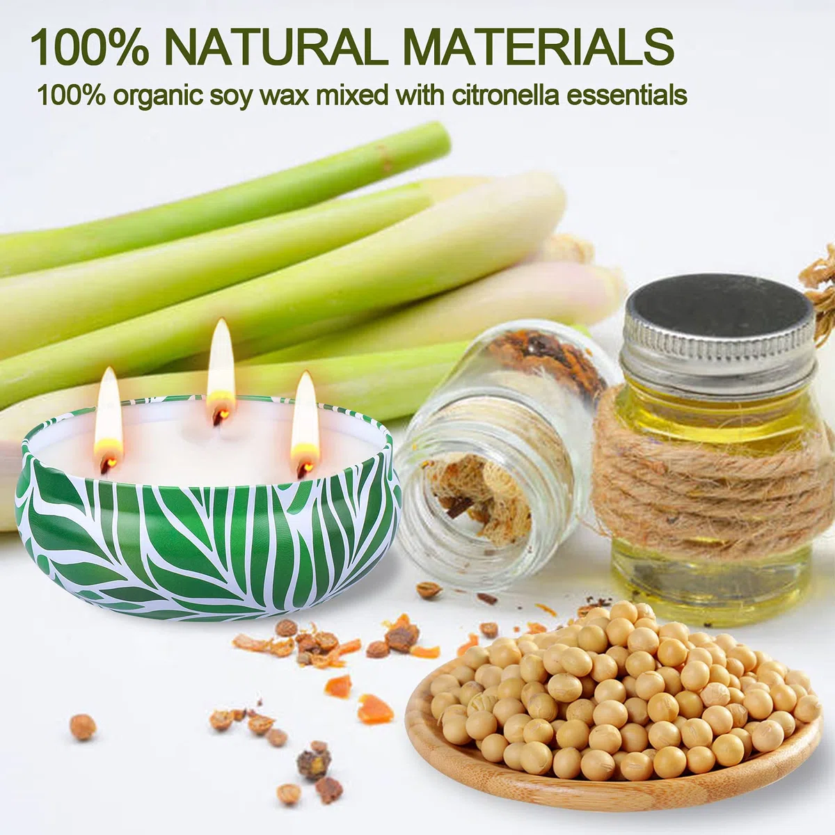 Supersun - Candele alla citronella, 3 candele profumate grandi da 396,9 g, senza fumo, durata 80 ore, per giardino, barbecue, campeggio, patio, esterni, interni, 100% cera di soia naturale