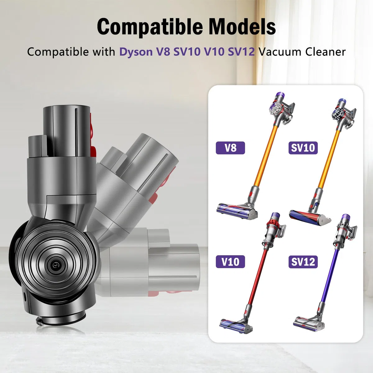 50W Testina Spazzola a Guida Diretta per Dyson V8 SV10 V10 SV12 Aspirapolvere, Pezzo di Ricambio per Accessori Aspirapolvere a Guida Diretta