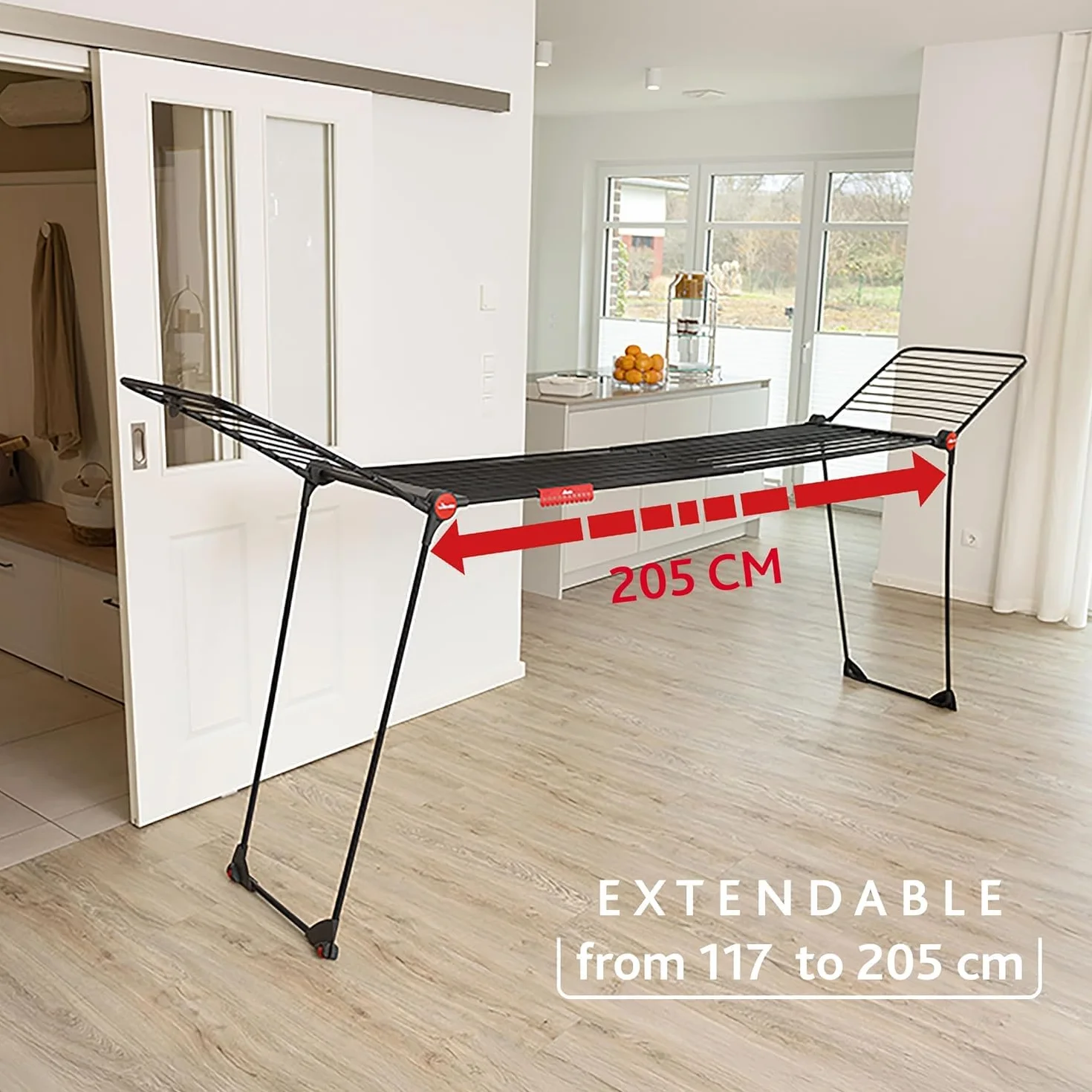 Vileda Stendibiancheria Infinity Flex Ultimate, Pieghevole, Nero, Griglia Telescopica Estensibile