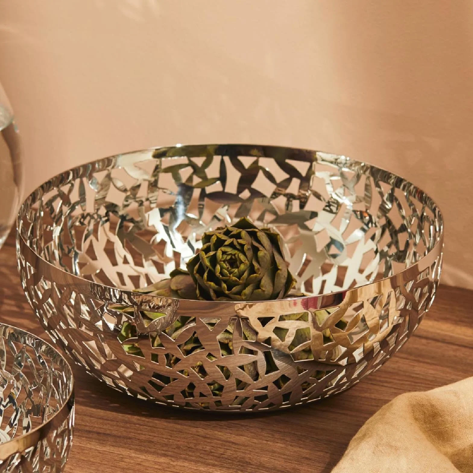 SIXRUN Porta di Ciotola da Frutta in Acciaio Inossidabile Grande Cesto Decorativo Moderno per Controsoffitto da, Organizzatore per Frutta e Verdura con Ampio Design a Livello di (20 cm)