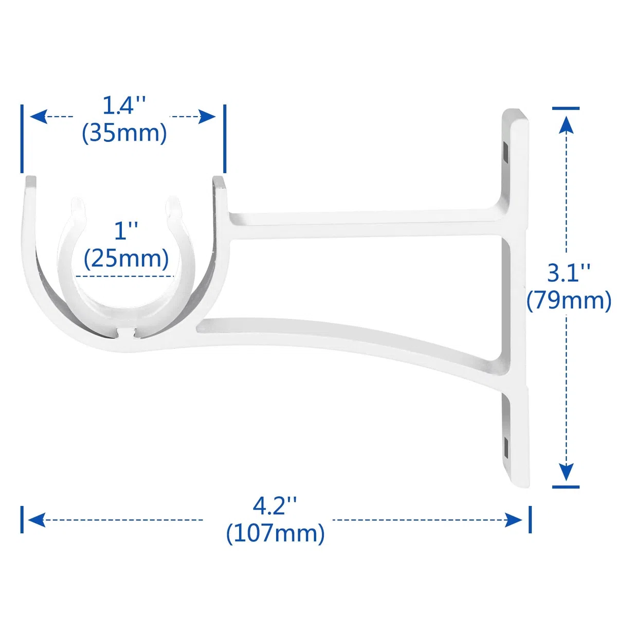 TOKPLNU Set di 6 supporti per aste per tende, robusti supporti per aste per tende, in lega di alluminio, con fibbia in plastica per aste da 25 mm a