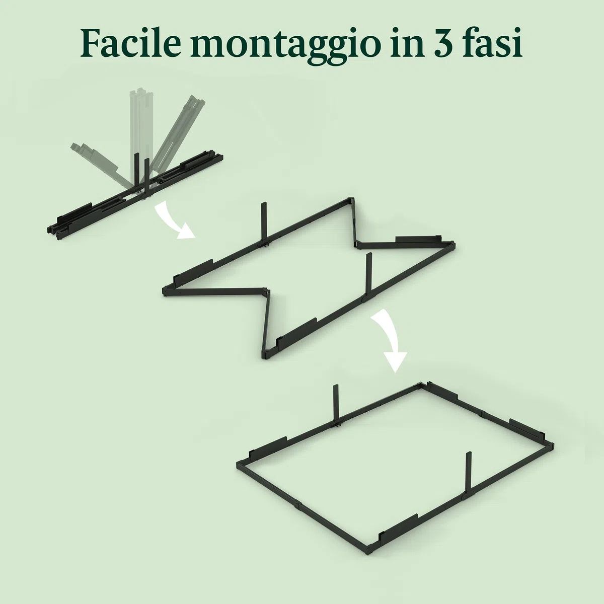 Zinus Caleb Rete Matrimoniale 160x190 cm - Struttura Letto con Doghe in Metallo Incluse - Altezza 36 cm con Spazio Sottostante - Facile da Montare - Nero