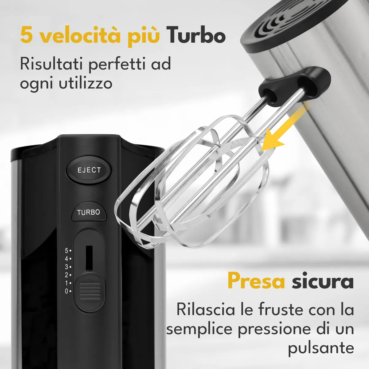 LEBENLANG 400W Sbattitore elettrico - 5 velocità e turbo incl. Supporto I Fruste elettriche Frullino elettrica per dolci I Frusta da cucina professionale Montapanna Batidora eléctrica hand mixer