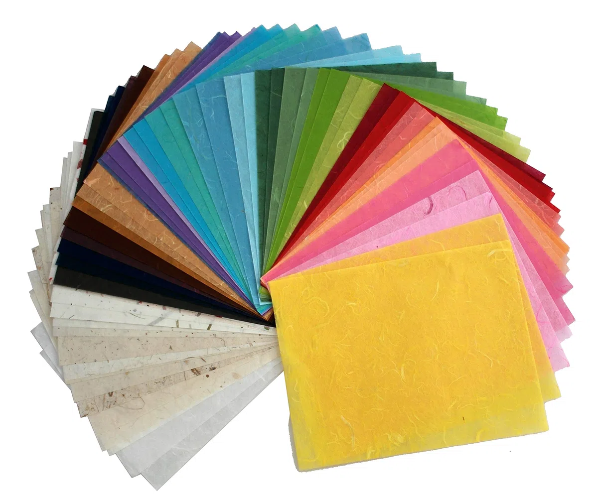 65 fogli di carta di gelso 21 x 28 cm design artigianale fatto a mano arte tessuto Giappone origami Washi vendita all'ingrosso fornitori Unryu prodotti fabbricazione carta fatta a mano design disegni