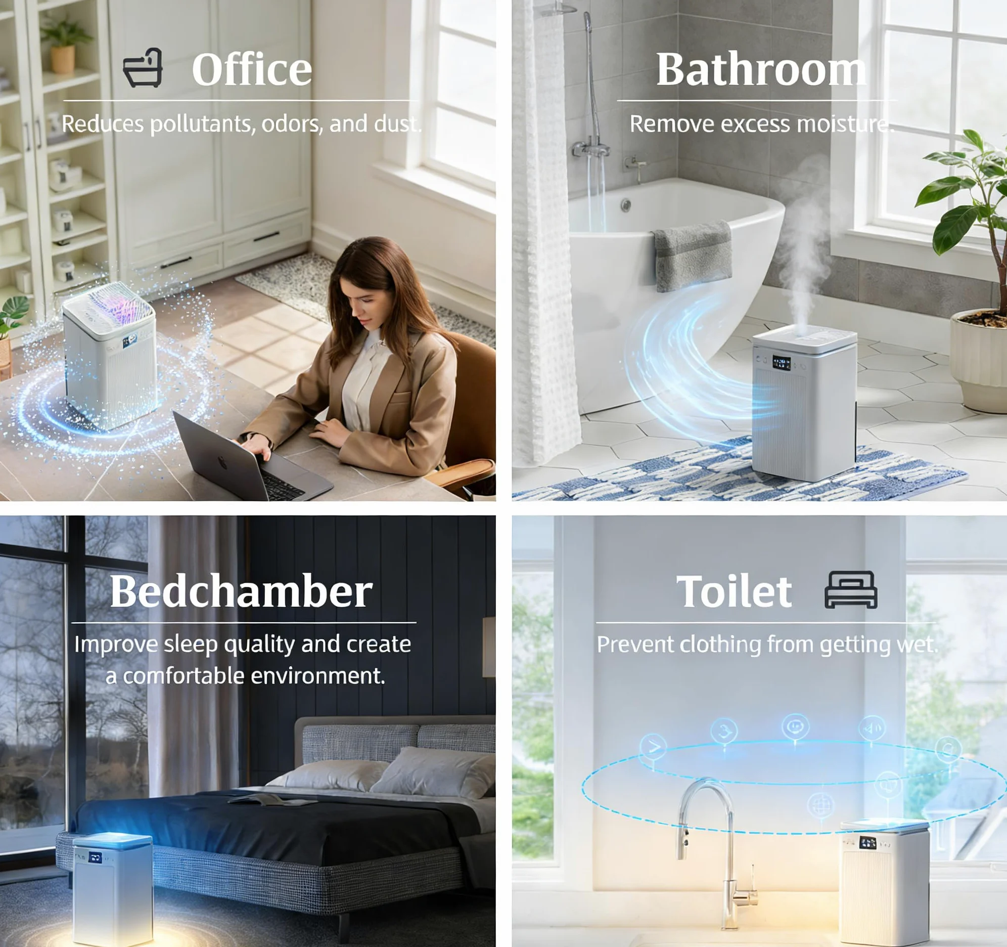 Deumidificatore Casa Elettrico Anti Muffa 2200ml Portatile - Ultra Silenzioso, Timer 2-12h, Spegnimento Automatico | LED 7 Colori | Per Bagno, Camera, Armadio (Rosa)