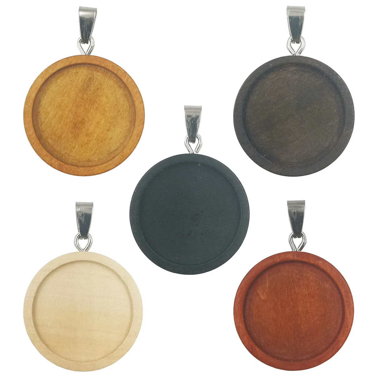 50 Pezzi Vassoi Pendenti in Legno Basi Cabochon Pendenti Rotonde Castoni Artigianali per DIY Creazione di Gioielli Adatta a Piastrelle a Cupola in Vetro da 25 mm
