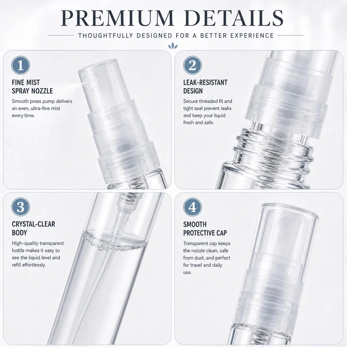 STARVAST 100 Pezzi 5ml Spruzzatore per Profumo, Mini Spruzzatore a Nebbia Fine Trasparente, Spruzzatore Vuoto 5ml, Flaconi per Campioni di Profumo, con Dosatore a Goccia