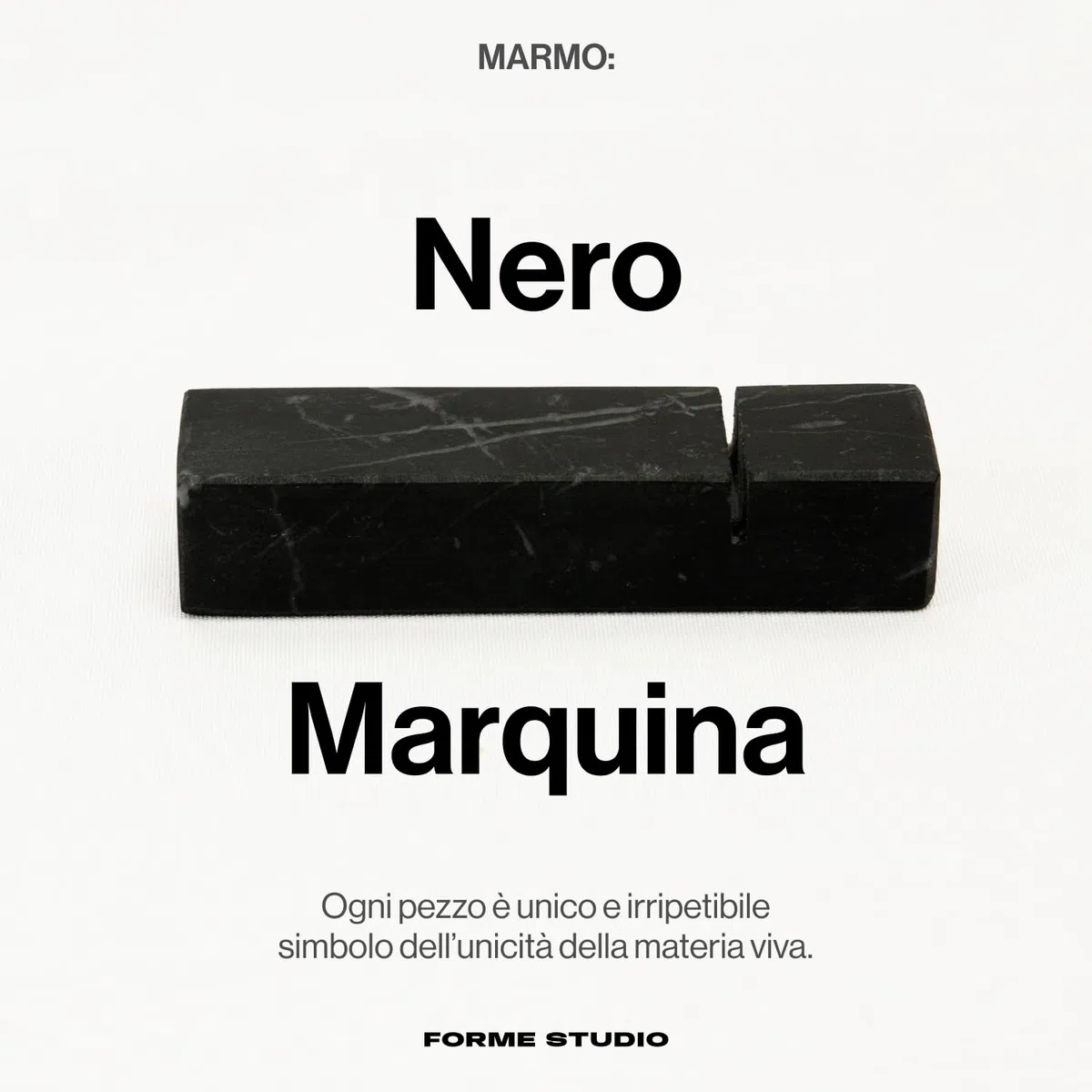 FORME STUDIO Poggia Posate in Marmo Nero Marquina – Set 4 Pezzi Artigianali Made in Italy – Accessori tavola Eleganti – Design Minimal e materico – Idea Regalo raffinata