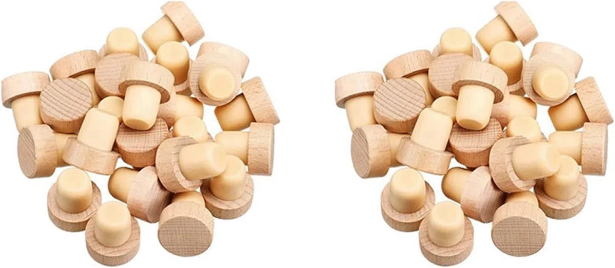 Tappi in sughero a forma di T per bottiglie di vino, riutilizzabili, in legno e gomma, 50 pezzi
