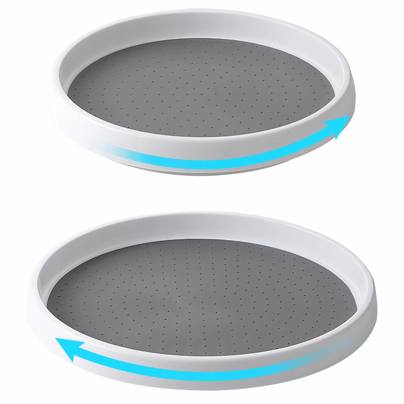 Lazy Susan - Set di 2 Piatti Girevoli per Frigorifero e Cucina, Robusti e Antiscivolo, per Bagno, Comò (25 e 30 cm)