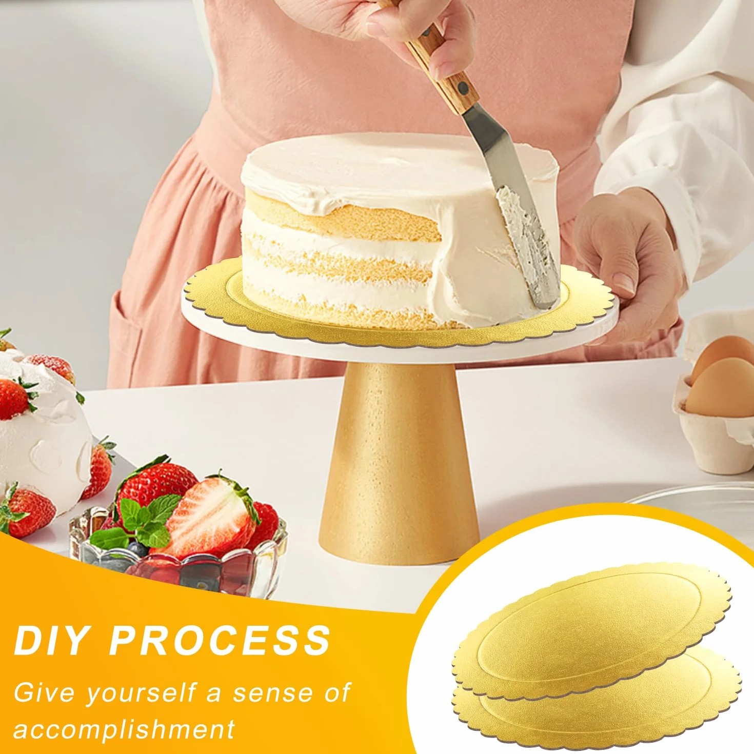Sottotorta Tondo Cake Board Vassoio Torta Rotondo 30cm sotto torta rotondo 6Pcs Base Torta Cartone per Decorazione di Torte di Matrimoni e Feste di Compleanno (12 inch Gold)
