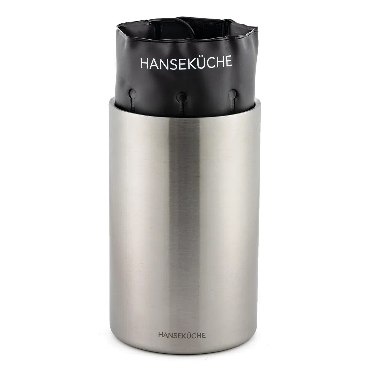Hanseküche Refrigeratore per vino: in acciaio inossidabile a doppia parete con raffreddamento attivo e maniche di raffreddamento - Refrigeratore per bottiglie di vino, secchio per champagne