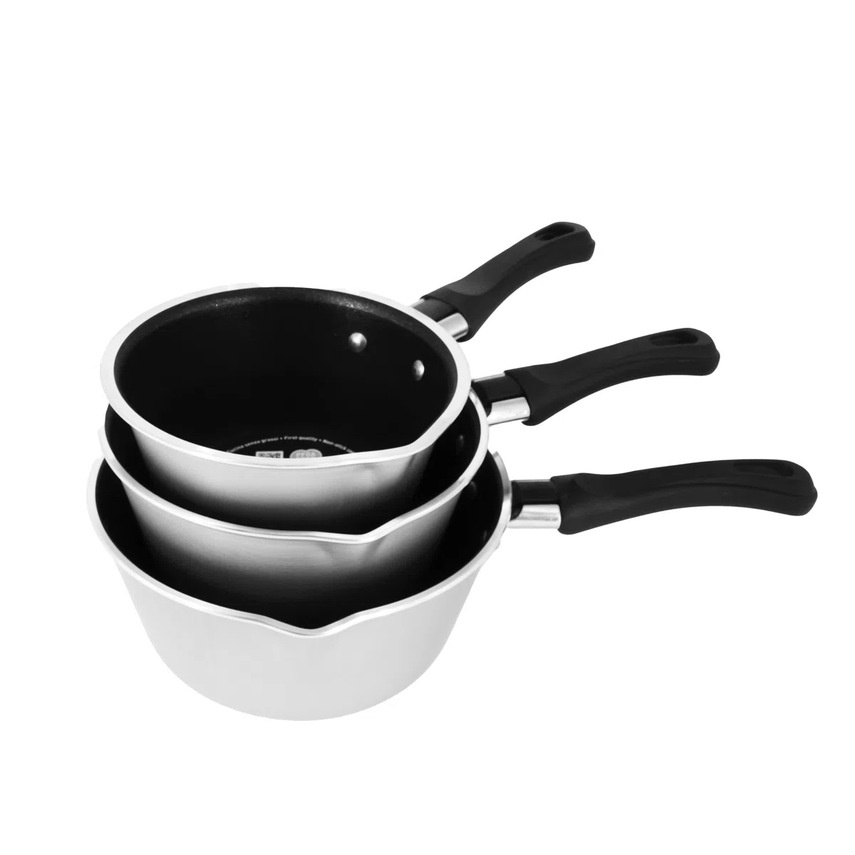zanetti, Tris di Casseruole Antiaderenti Coniche, Diametri 12 cm, 14 cm, 16 cm, Casseruole con Beccuccio in Alluminio Alimentare, Made in Italy
