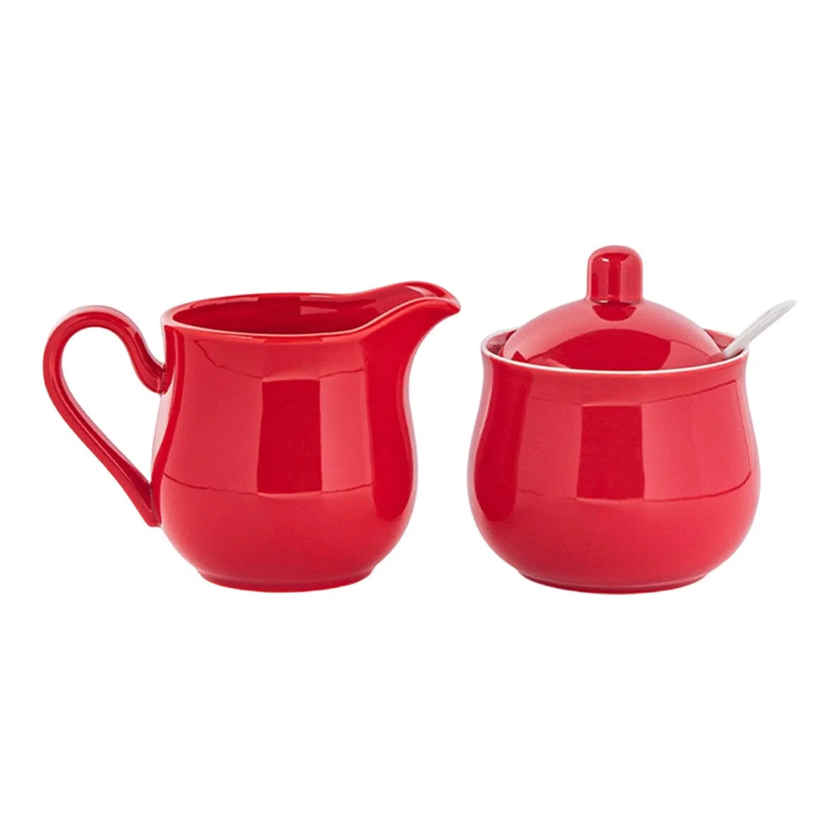 Milageto Set per zucchero e panna in ceramica, set per servire il caffè, durevole, brocca per panna, pratica ed elegante, accessori per uso domestico, brocca, Rosso
