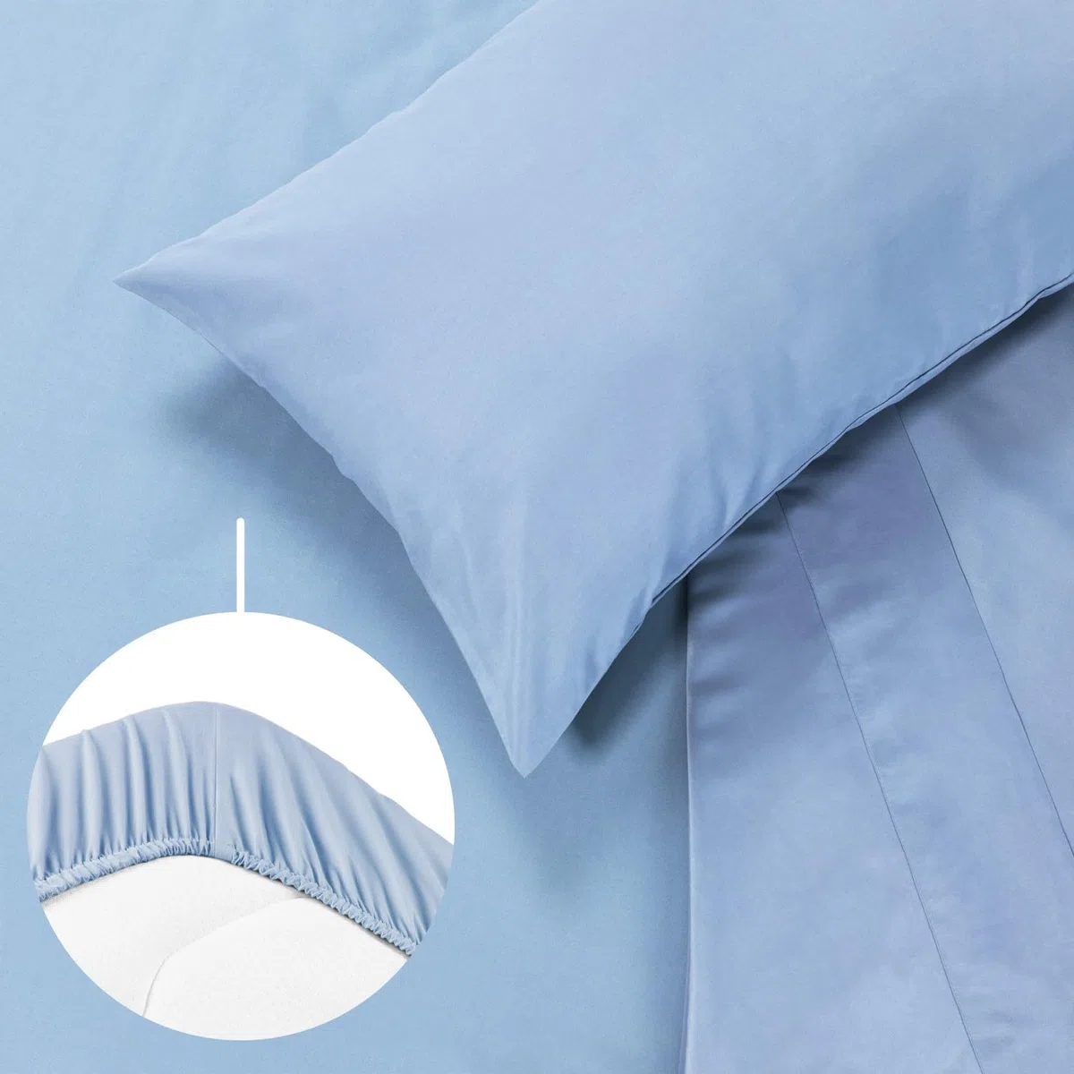 Blumtal Completo lenzuola matrimoniali 3pz - completo letto matrimoniale certificato OEKO-TEX - lenzuolo con angoli 180x200x30cm + lenzuolo 280x275cm + federa cuscino 50x80cm in microfibra - azzurro