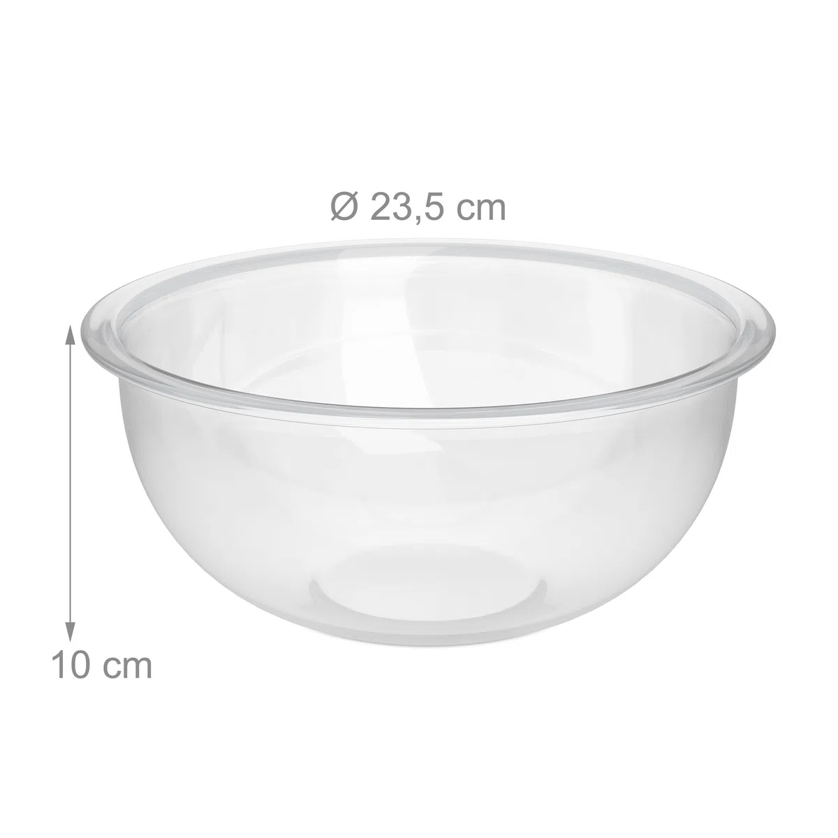 Relaxdays Set da 2 Ciotole in Vetro per Insalata, Scodelle Rotonde da Cucina, Insalatiere da 2,4 Litri, Trasparenti