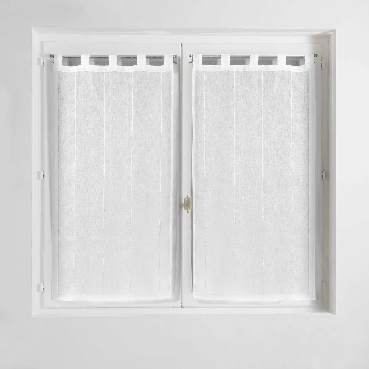 Douceur d'intérieur, Coppia di Tende con Passanti (2 x 90 x 120 cm), Linahe Bianco, Vela sabbiata con Fili di ciniglia