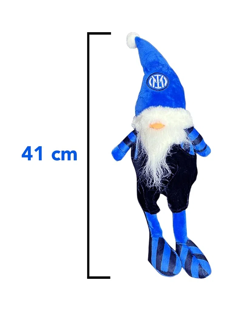 Inter | Gnomo Natale Arredo | 41 Cm | Nero/Azzurro| Prodotto Ufficiale